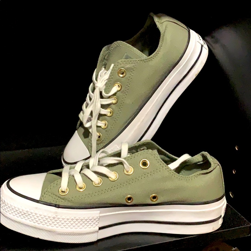 Converse all star platform green size 6